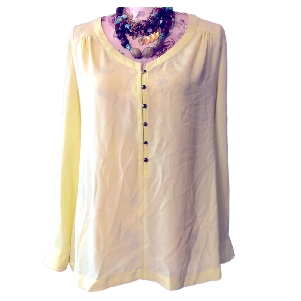 Soft Surroundings Light Neon Long sleeve Blouse